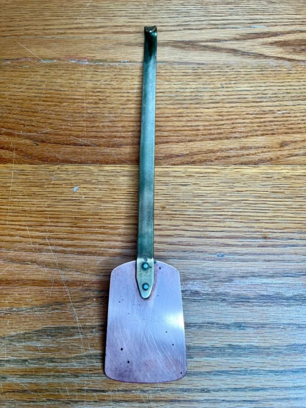 Vintage Copper & Brass Kitchen Utensils - Set Of 4 - Skimmer ,Spatula ,Small Lad